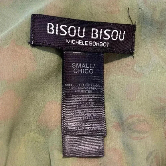 Bisou Bisou Blouse Women’s Small Green Floral Sleeveless Boho V-Neck Top - Picture 4 of 4